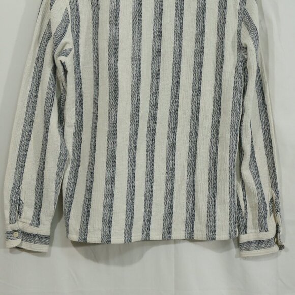 Zara Striped Button Up Shirt Small Beige gray Long Sleeve Casual Morocco - Picture 8 of 9